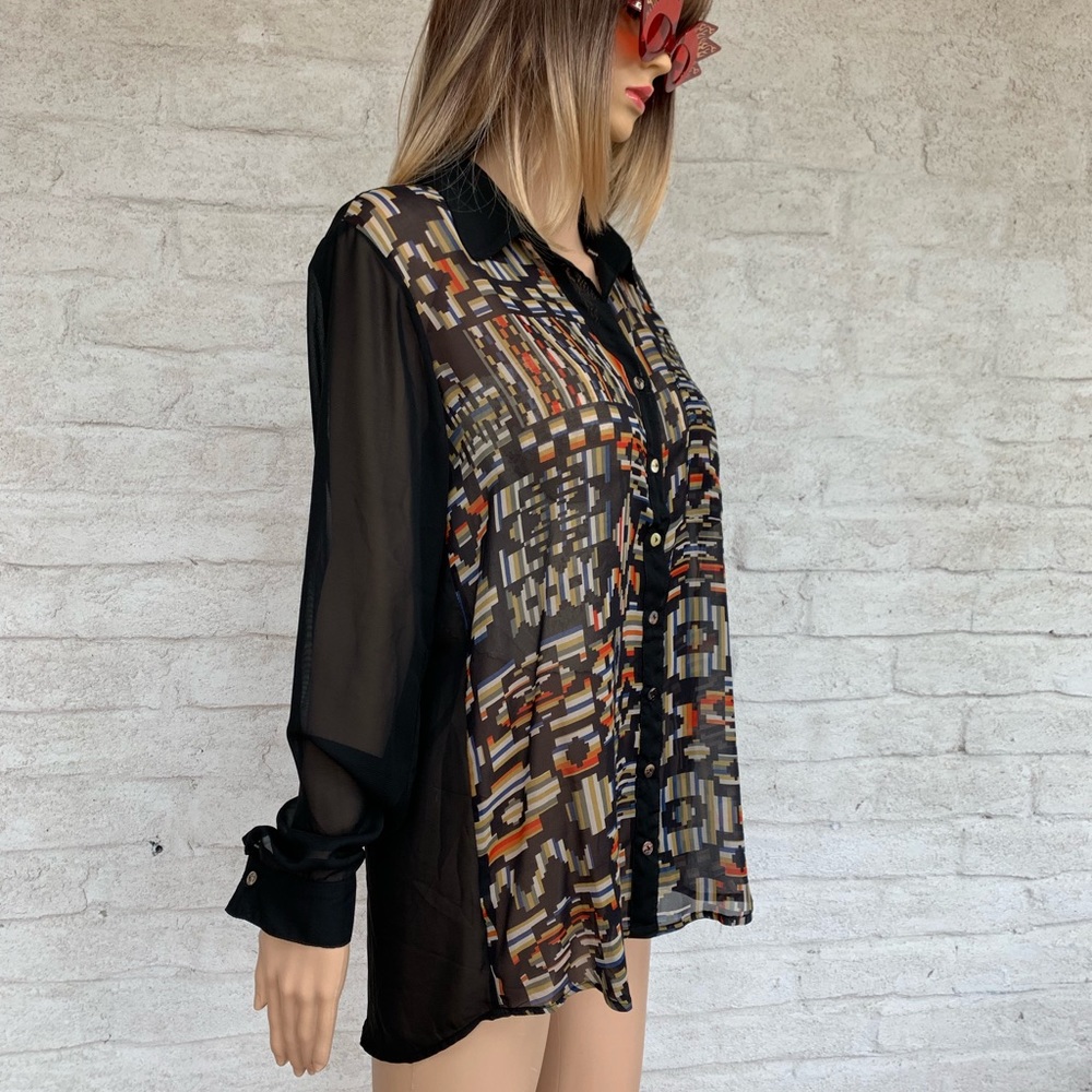 BLU MOON Blouse, Sheer Back and Sleeves